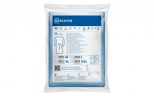 Halat igienic vizitator cu elastic, albastru, 10 buc/set